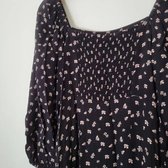 Sanctuary Smocked Floral Midi Dress Black Cream Size 2 - Picture 8 of 9
